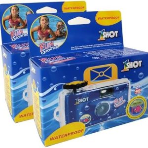 1 Shot Waterproof Disposable Camera - 35mm Underwater - 27 Exposures - ASA/ISO400 Color Film - Single-Use for Vacation, Snorkeling, Watersports - 2-Pack